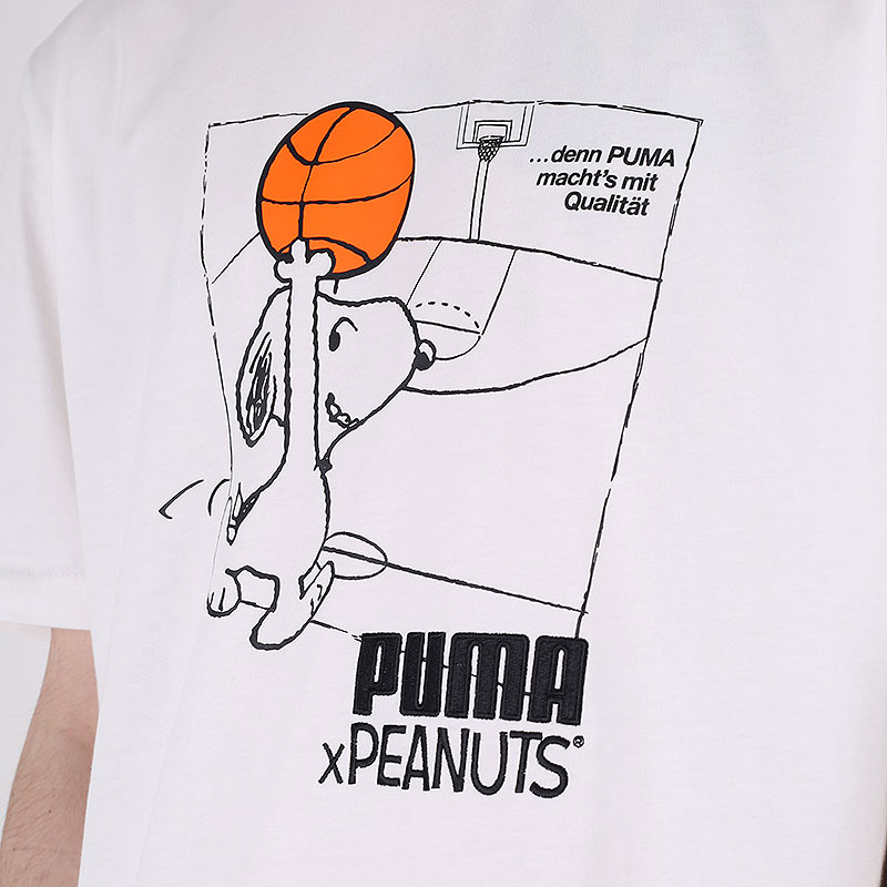 мужская белая футболка PUMA x Peanuts Tee 53061602 - цена, описание, фото 4